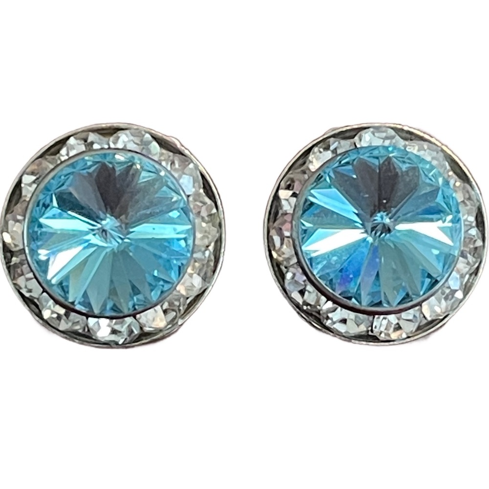 Vintage Baby Blue Crystal Clip-On Earrings